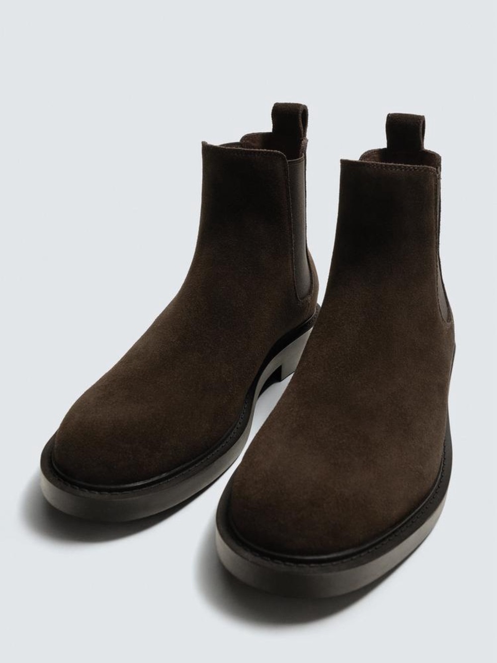 NWT Zara Men's Chelsea Boots in Dark Brown Suede Leather Size 8